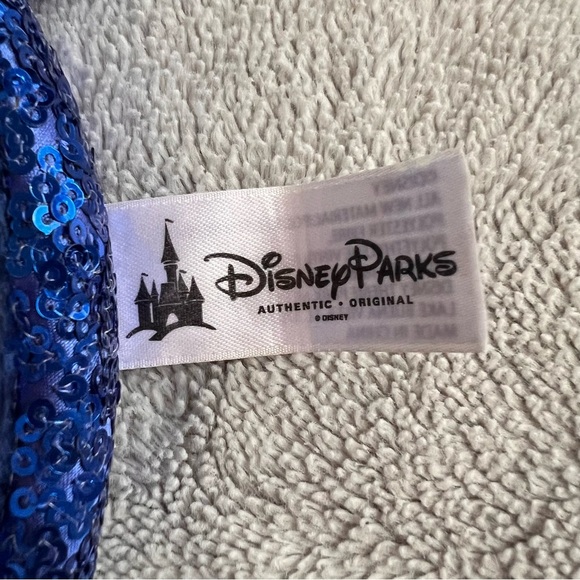 Disney Parks Minnie Mouse Mickey Ears Headband Sequin Stars Blue White Silver - Picture 3 of 12